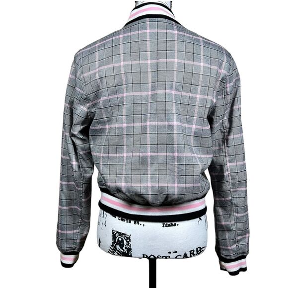 Charlotte Russe Gray bomber jacket zipper closure size M 90 baddie barbie - Picture 2 of 14